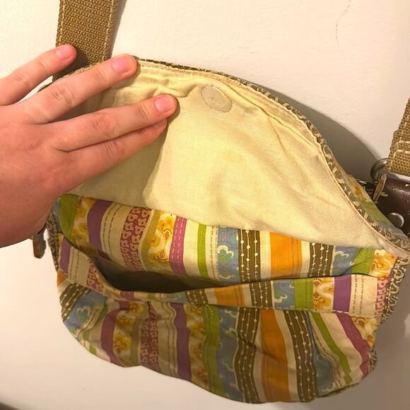 Fossil Striped Crossbody Purse Y2K Floral Fabric Bag - Picture 6 of 6